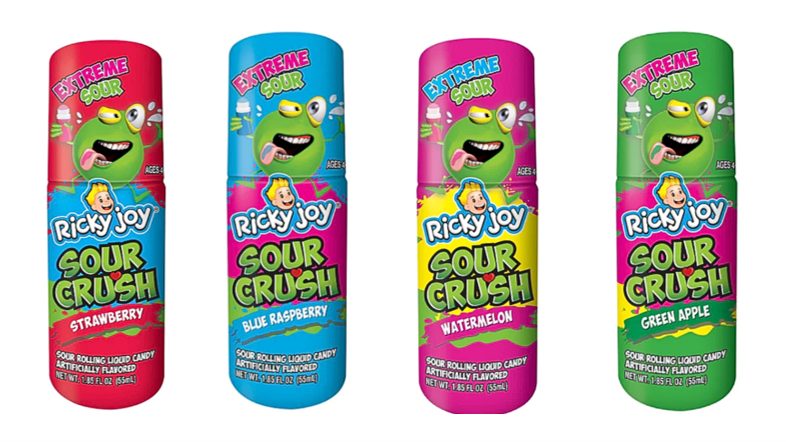Recalled Ricky Joy Sour Crush Rolling Liquid Candy - bottles